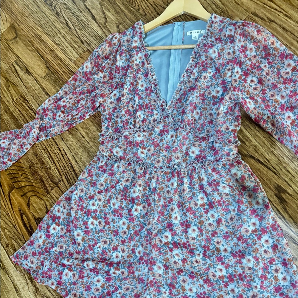 Miami Gray and Red Floral Dress